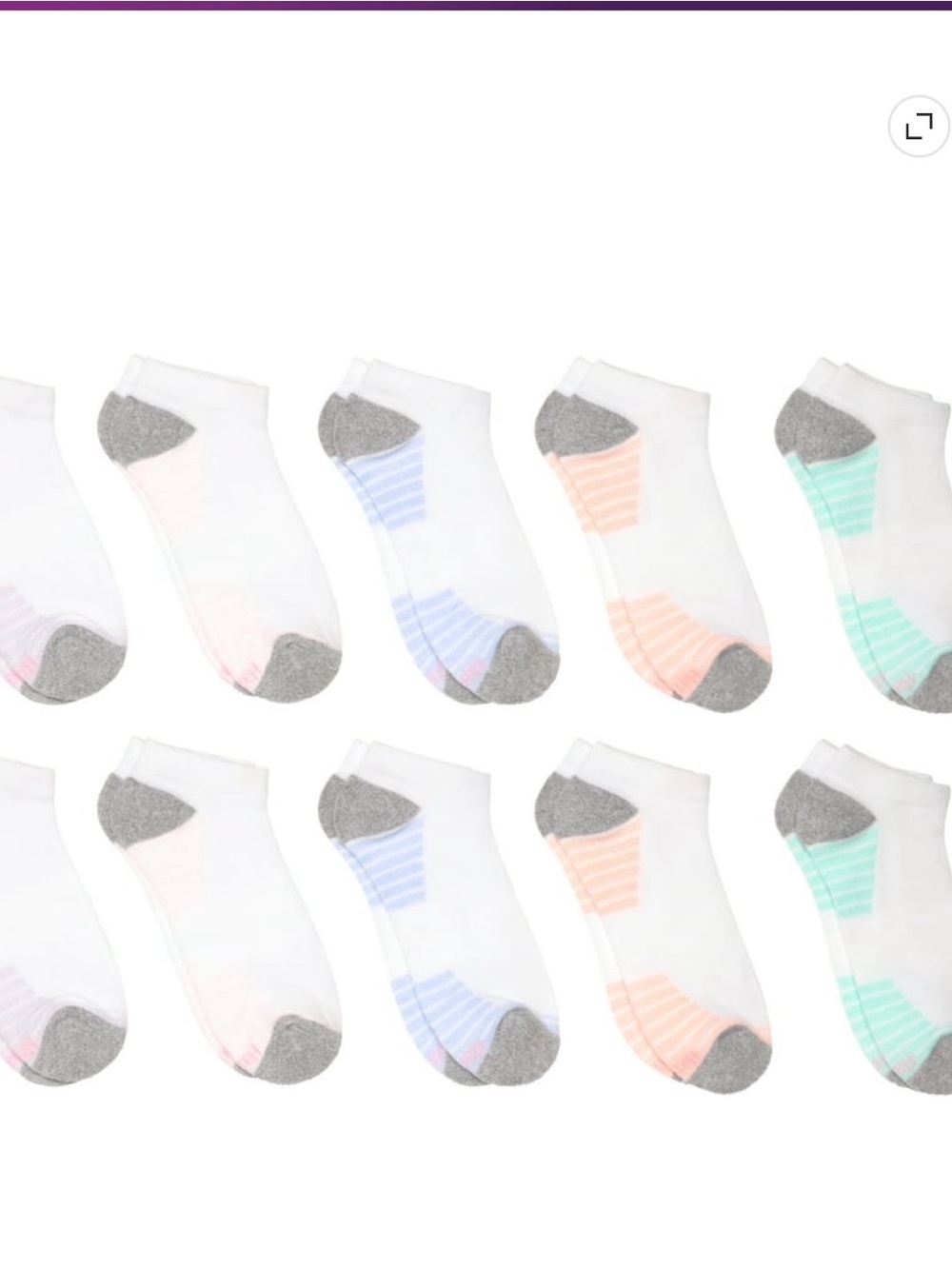 Hanes White Women's No-Show Compression Arch Socks - 10 Pack - Picture 2 of 4